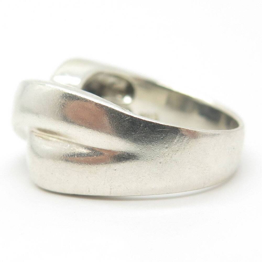 925 Sterling Silver Vintage Wide Crisscross Cocktail Ring Size 8.25 - Picture 6 of 8